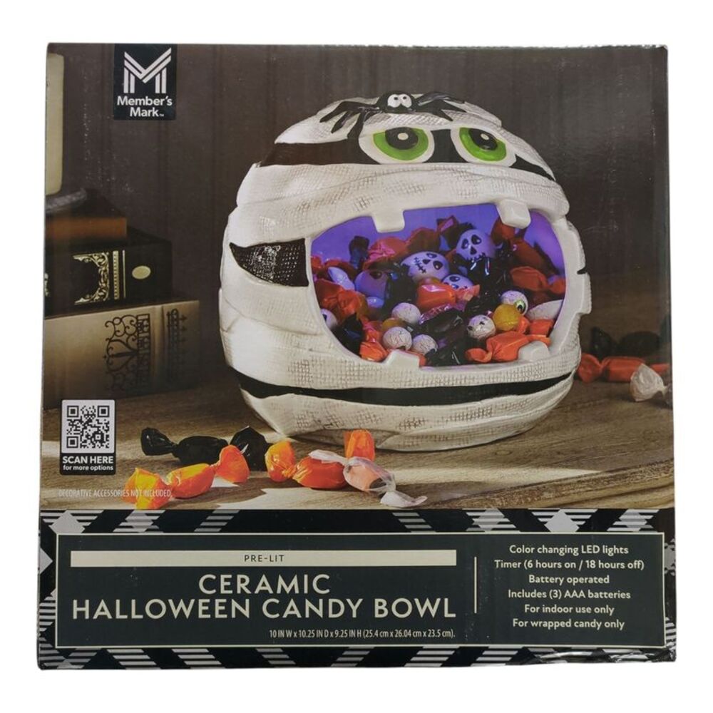Member's Mark Pre-Lit Ceramic Halloween Candy Bowl - Mummy